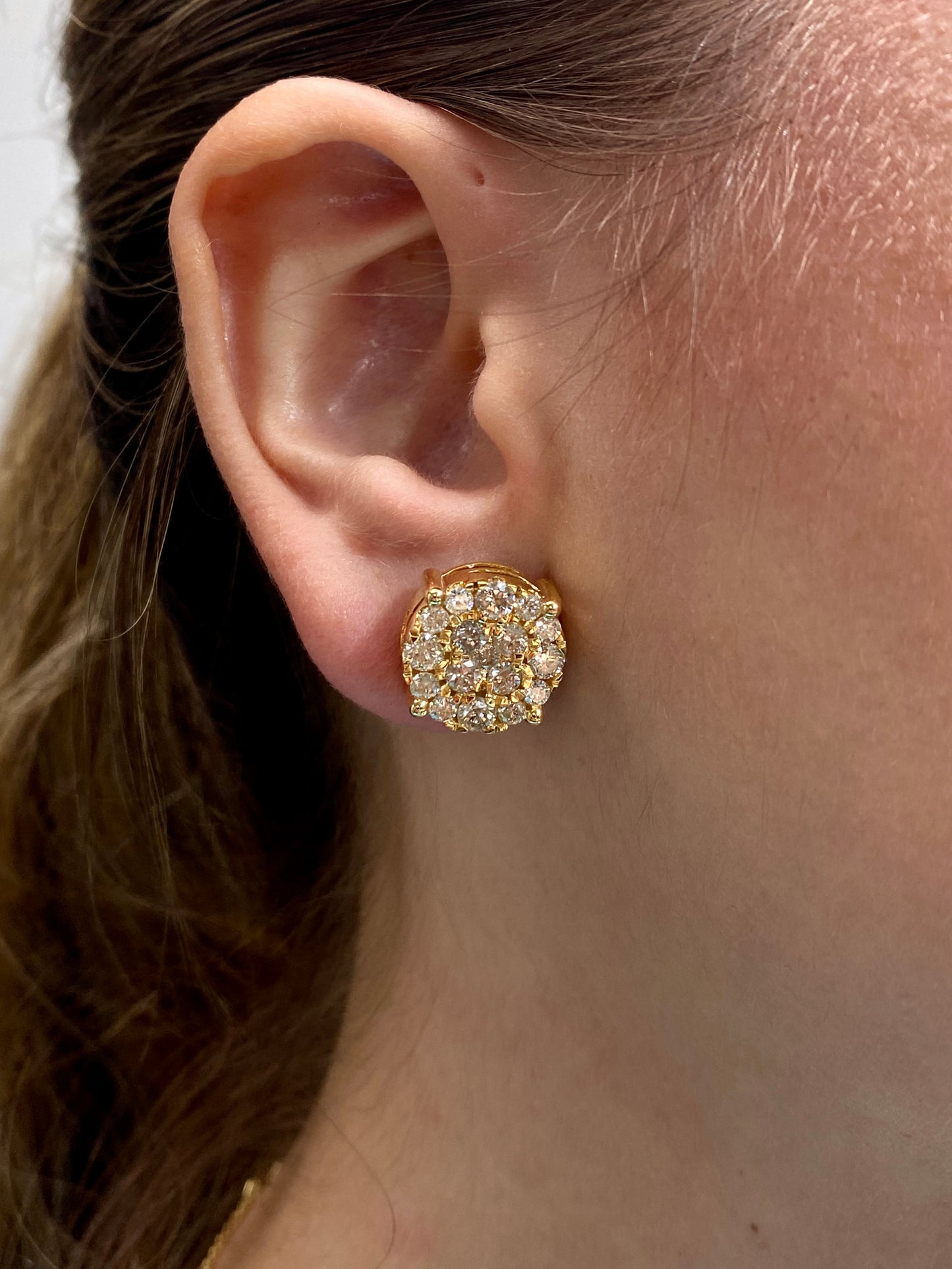 14K Big Cluster Circle Earrings