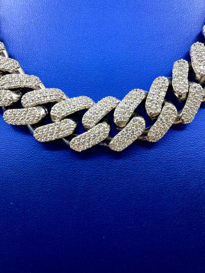14k White Gold Jumbo Diamond Cuban Chain 20mm