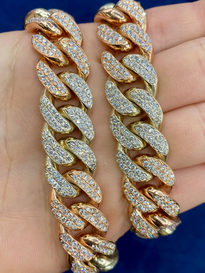 14k Two-Tone Jumbo Diamond Cuban Chain 16.5mm