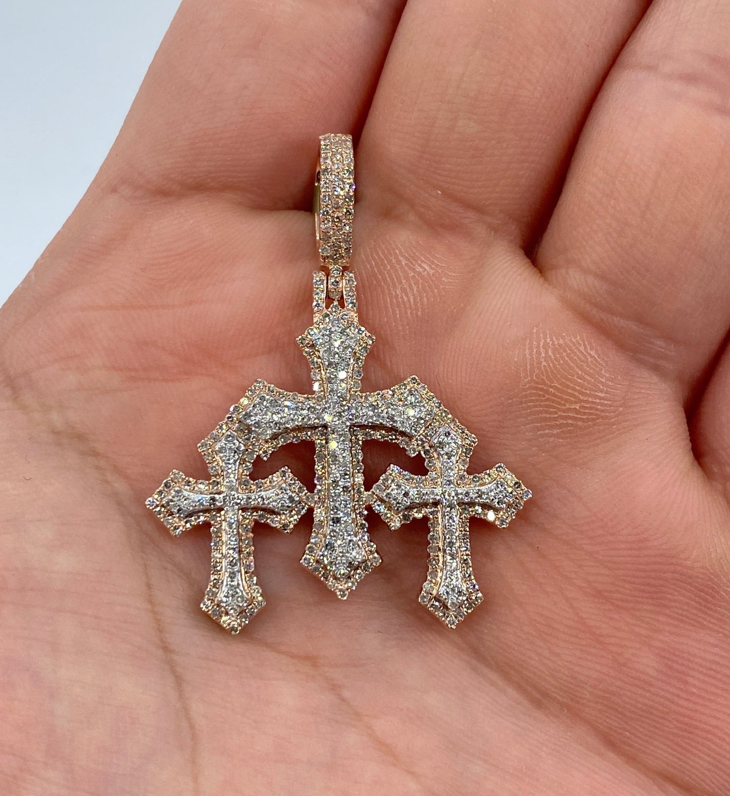 10K Trinity Cross Diamond Pendant