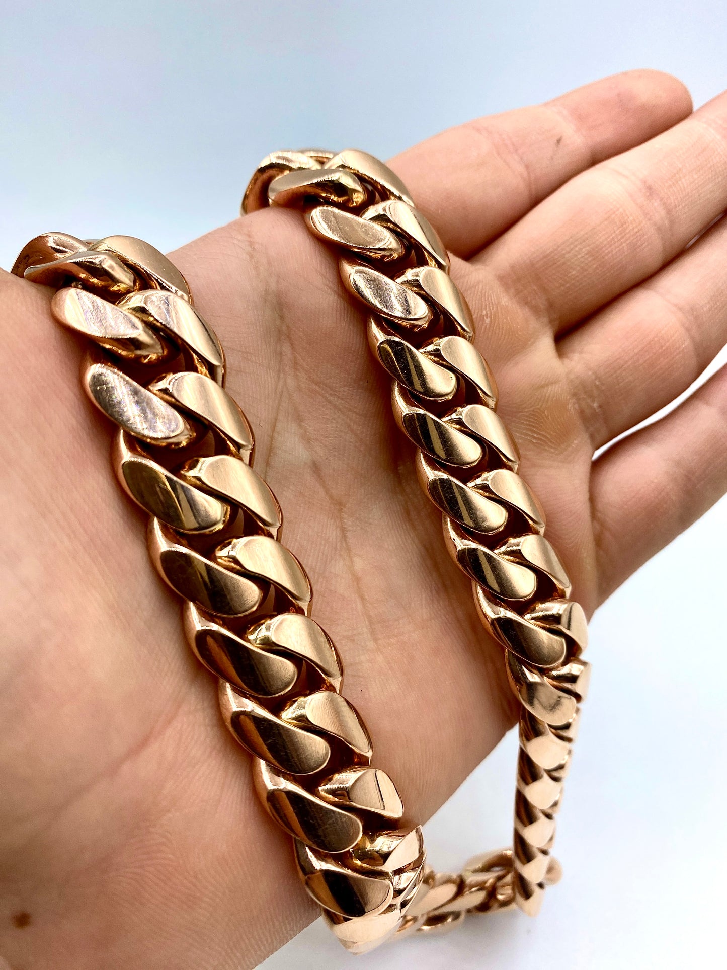 14k Solid Rose Gold Cuban Chain 16.3mm 21”