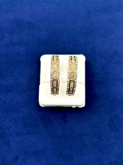 14k Baguette Square Style Hoop Earrings