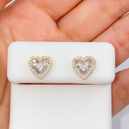 14K Parisian Heart Diamond Baguette Earrings