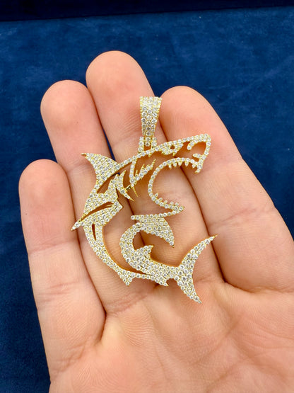 14k Jumbo Great White Shark Pendant