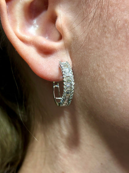 14k Baguette Gap Hoop Earrings