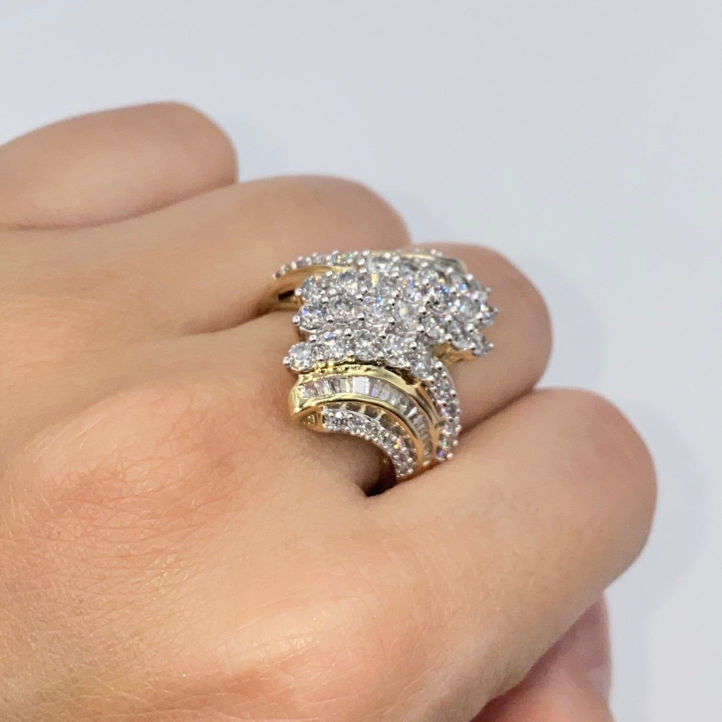 10K Cluster Diamond Baguette Ring