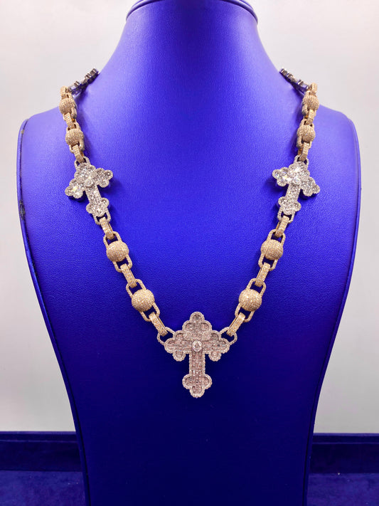 10k Baguette Cross Necklace 22”