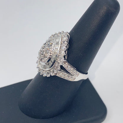 10K Pear Diamond Baguette Jumbo Ring