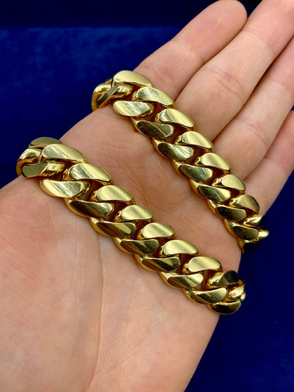 14K Solid Gold Cuban Chain 15.5mm 22"