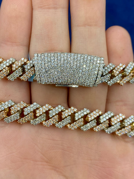 14k Two-Tone Jumbo Diamond Cuban Chain 10.5mm
