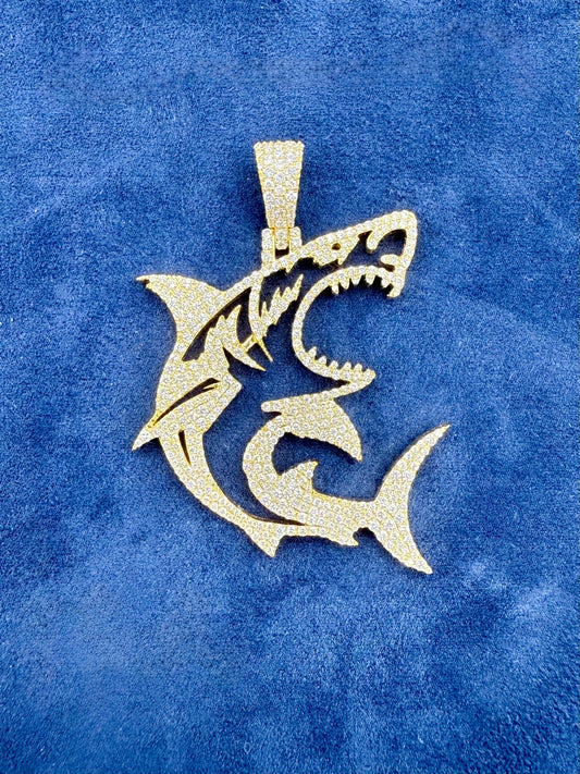 14k Jumbo Great White Shark Pendant