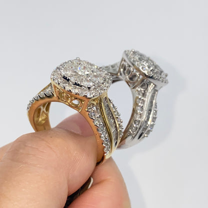 10K Square Diamond Baguette Ring