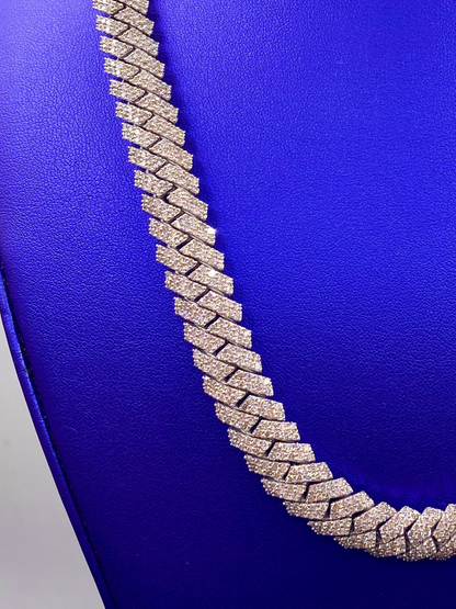 10k 12mm White Gold Diamond Cuban 22"