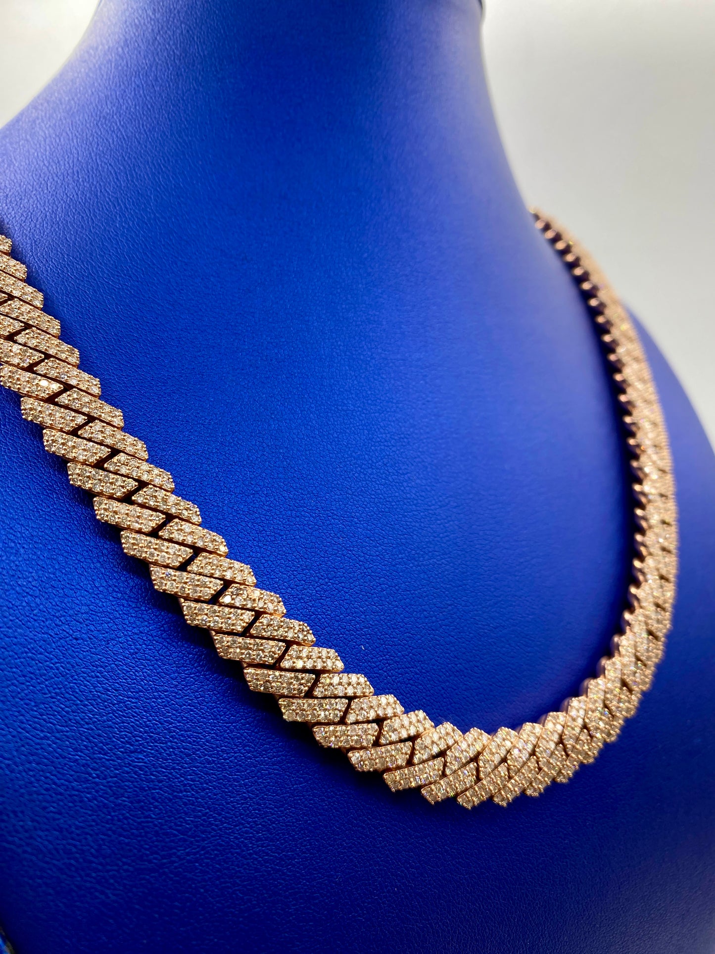 14k Rose Gold Jumbo Diamond Cuban Chain 12mm