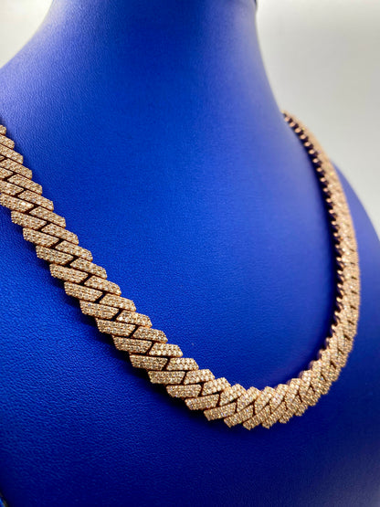 14k Rose Gold Jumbo Diamond Cuban Chain 12mm