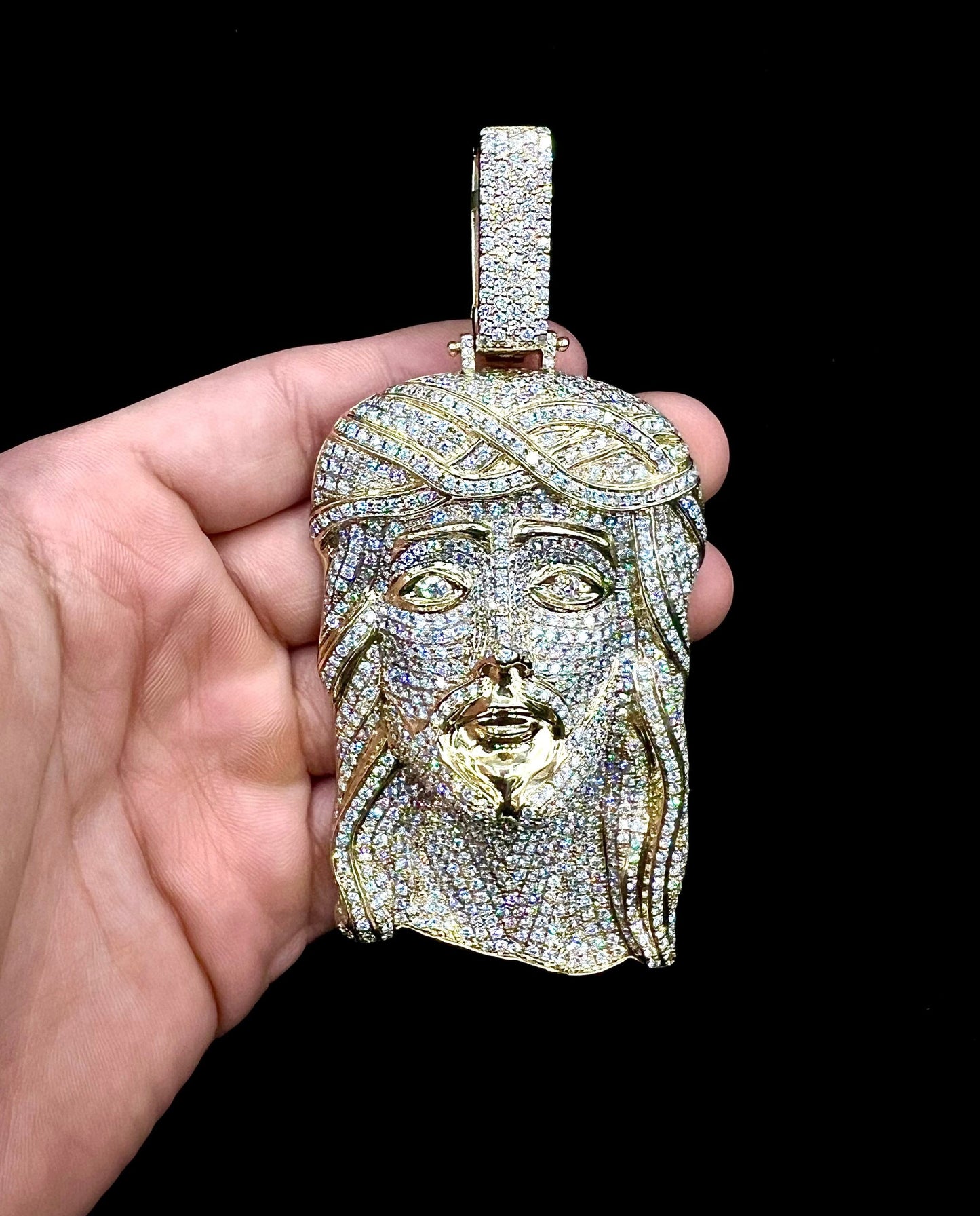 10k Jumbo Jesus Head Pendant