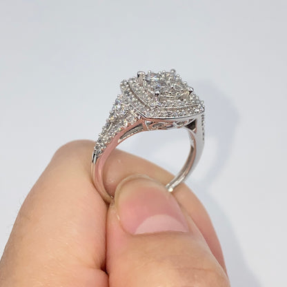 10K Circle Square Halo Diamond Engagement Ring
