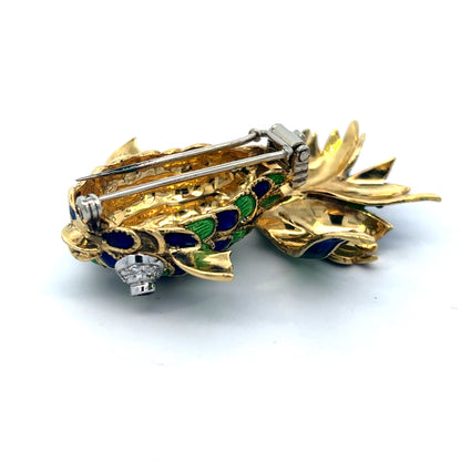 18k Elegant Koi Fish Enamel Pin Brooch