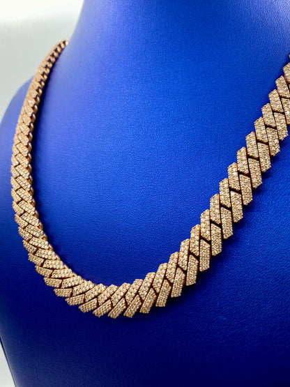 14k Rose Gold Jumbo Diamond Cuban Chain 12mm