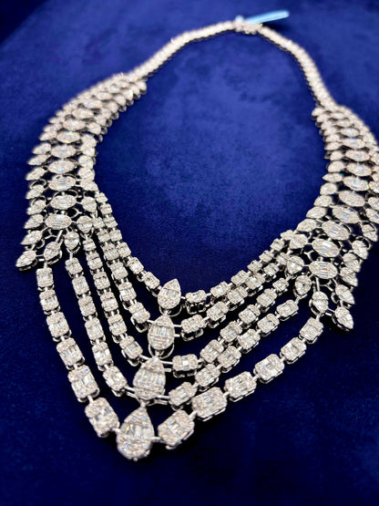 14k Elegant Baguette Diamond Necklace