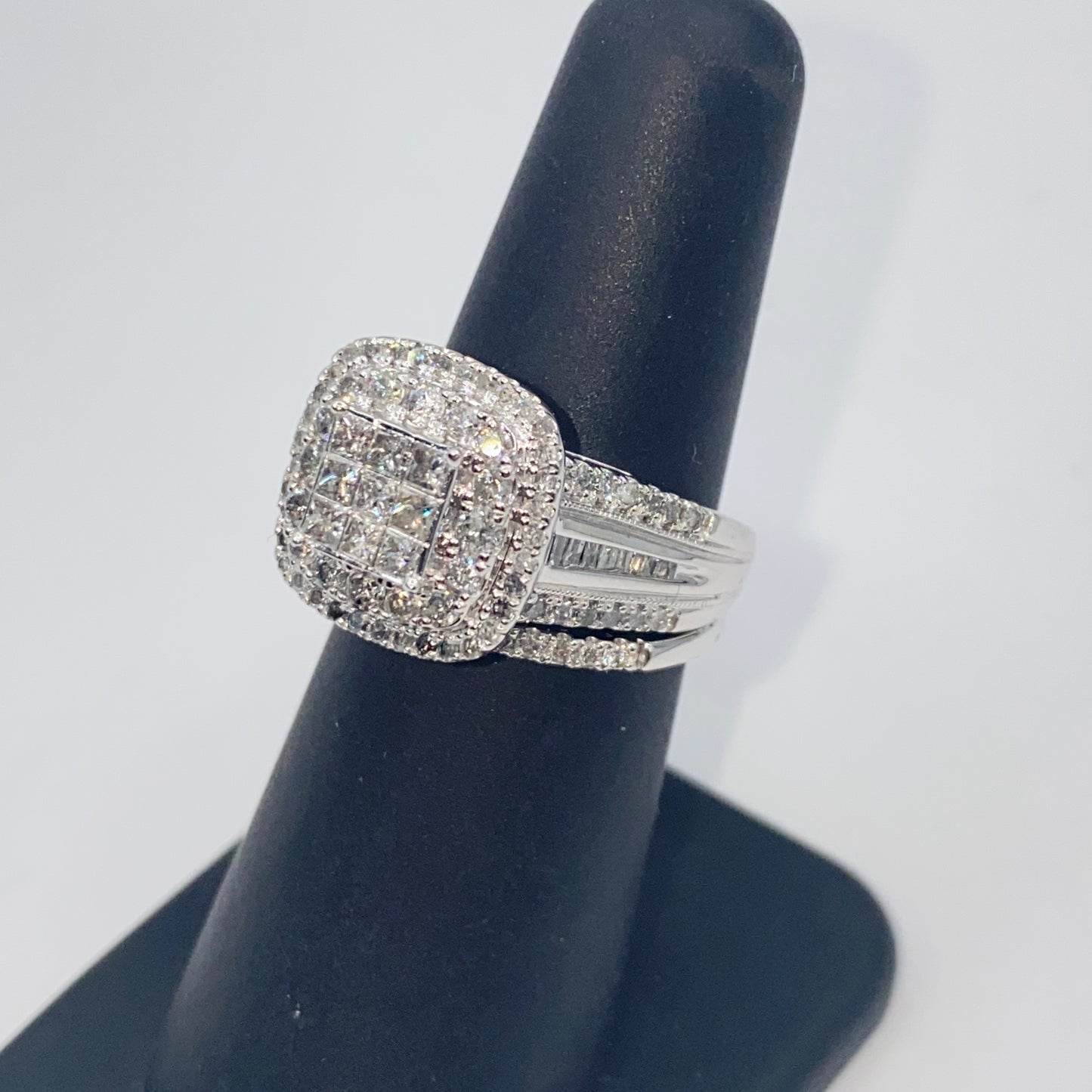 10K Princess Cut Square Diamond Engagement Ring