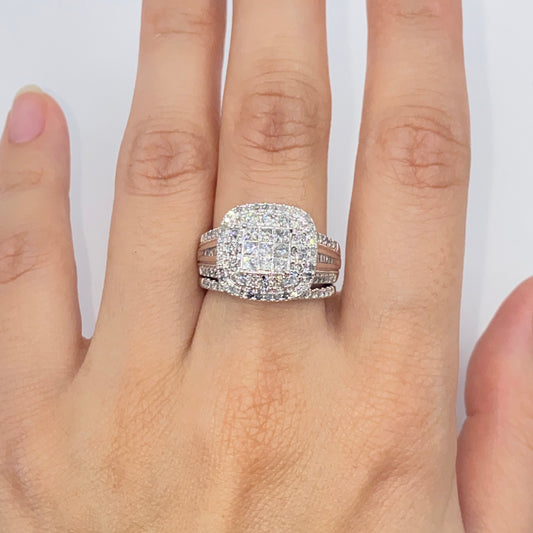 10K Princess Cut Square Diamond Engagement Ring