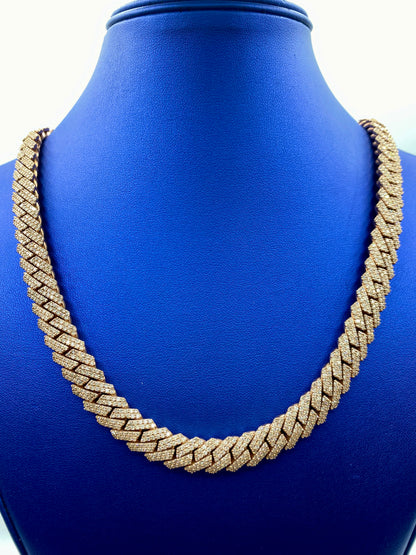 14k Rose Gold Jumbo Diamond Cuban Chain 12mm