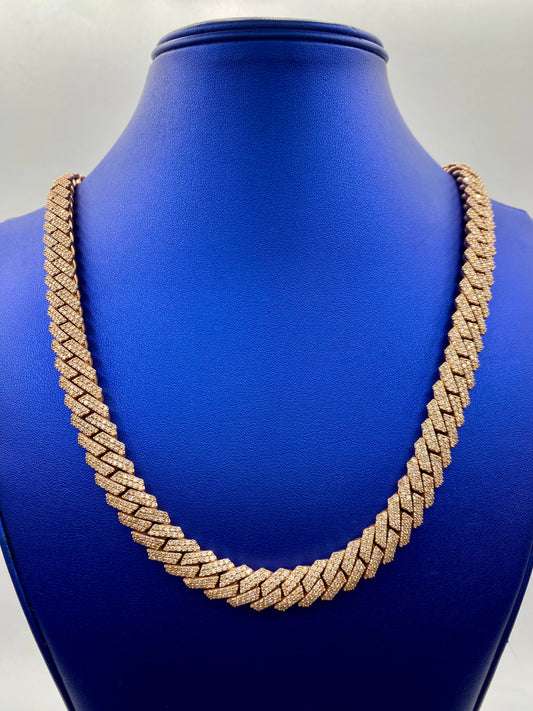 14k Rose Gold Jumbo Diamond Cuban Chain 12mm