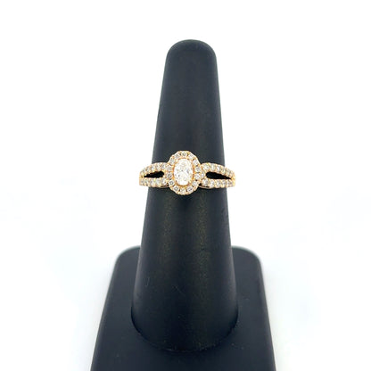 14k Oval Diamond Engagement Ring