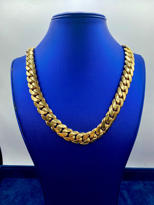 14K Solid Gold Cuban Chain 15.5mm 22"