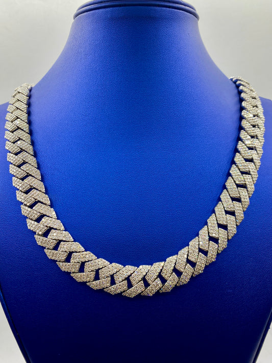 14k White Gold Jumbo Diamond Cuban Chain 15.7mm