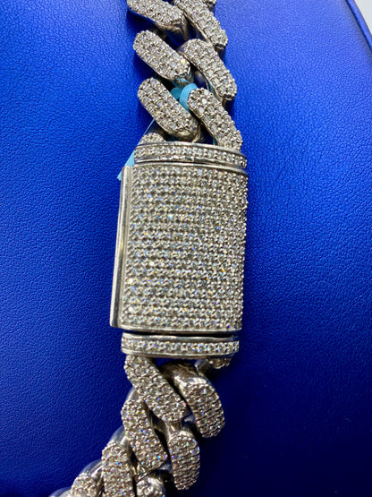 14k White Gold Jumbo Diamond Cuban Chain 20mm