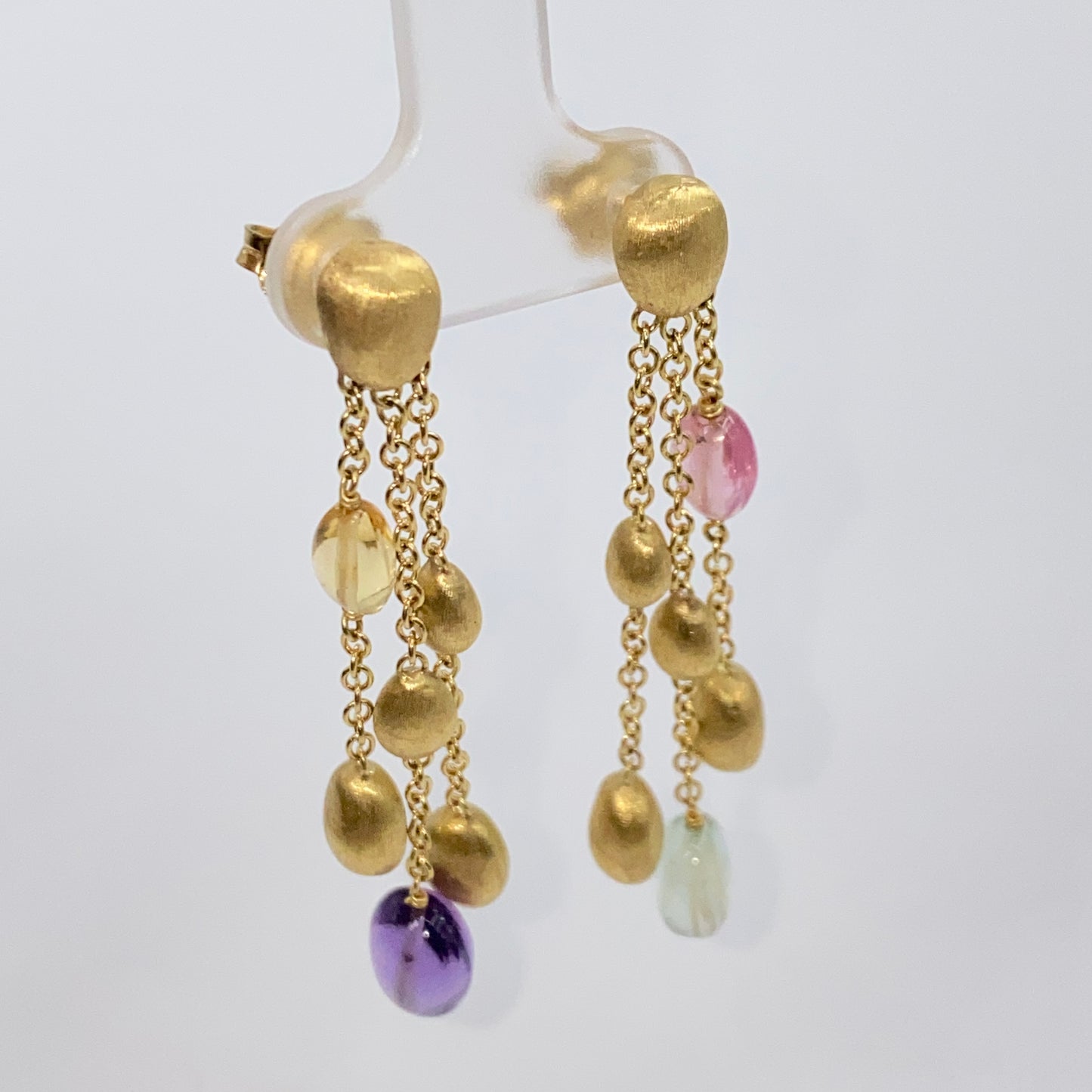 Vintage Margo Bicego Gold Confetti Tassel 18K Earrings