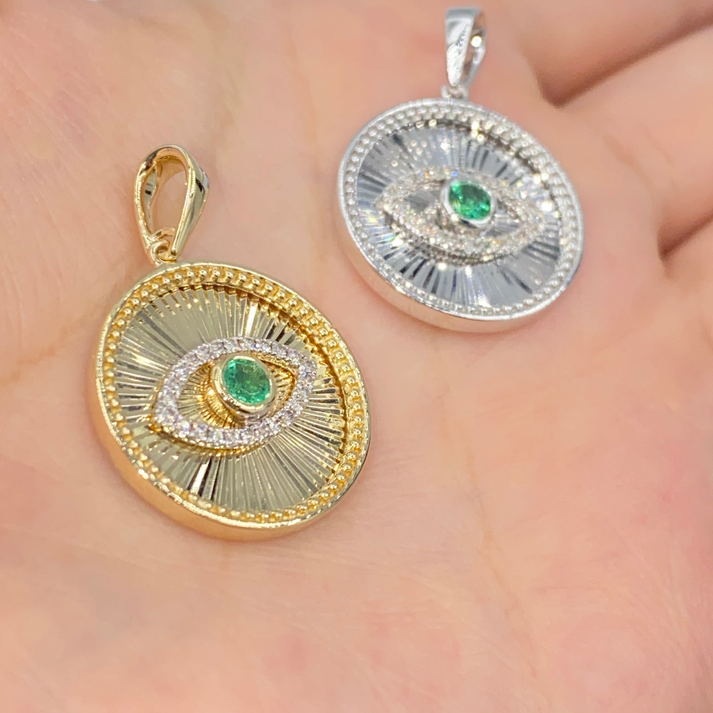 14K Evil Eye Shine Diamond Pendant