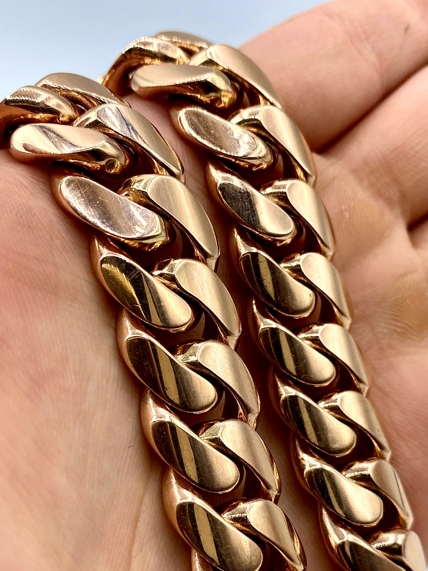 14k Solid Rose Gold Cuban Chain 16.3mm 21”