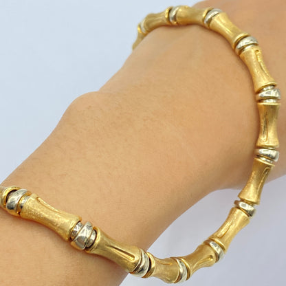 14K Bamboo Bone Chain Link Necklace