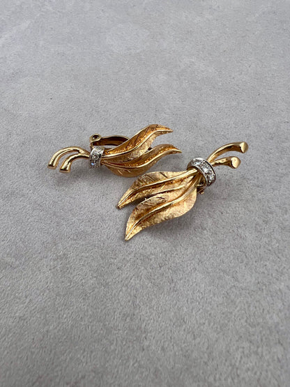 14k Clip-On Leaf Earrings