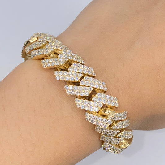 10K 14MM Cuban Link Diamond Bracelet 8"