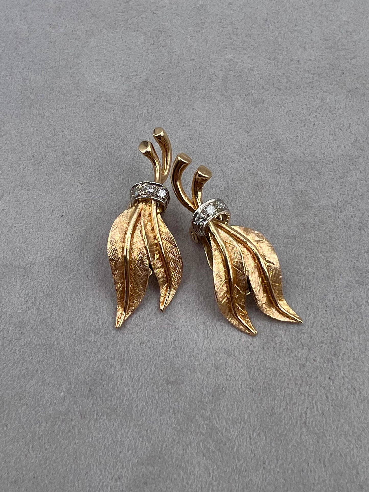 14k Clip-On Leaf Earrings