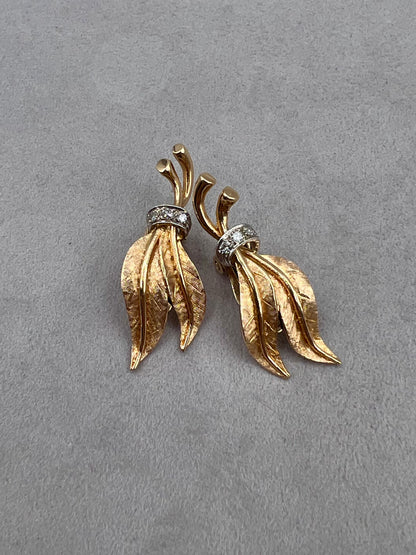 14k Clip-On Leaf Earrings