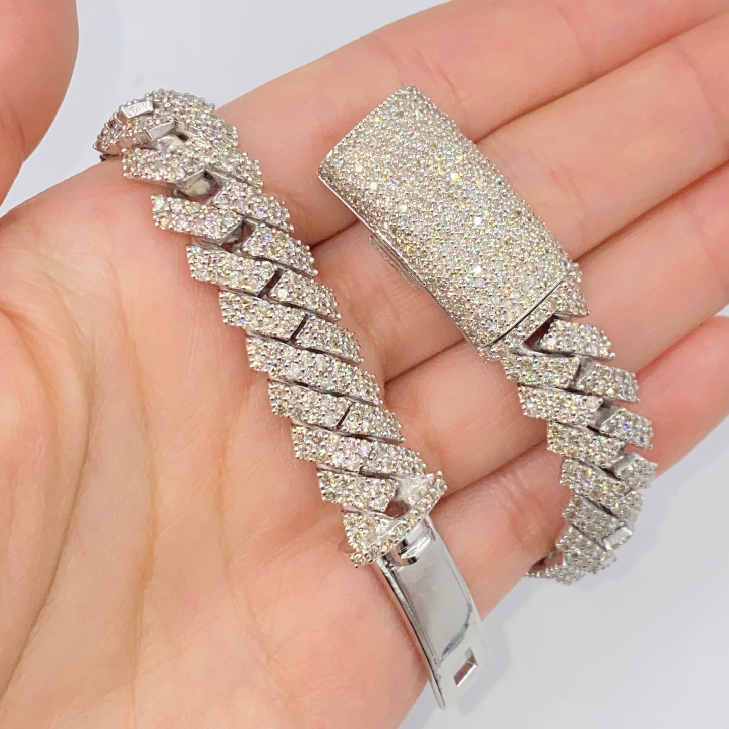 10K 12.5MM Cuban Link Diamond Bracelet 8"