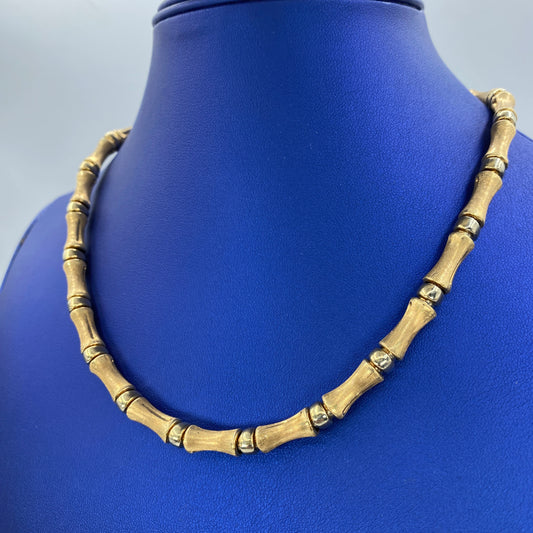 14K Bamboo Bone Chain Link Necklace