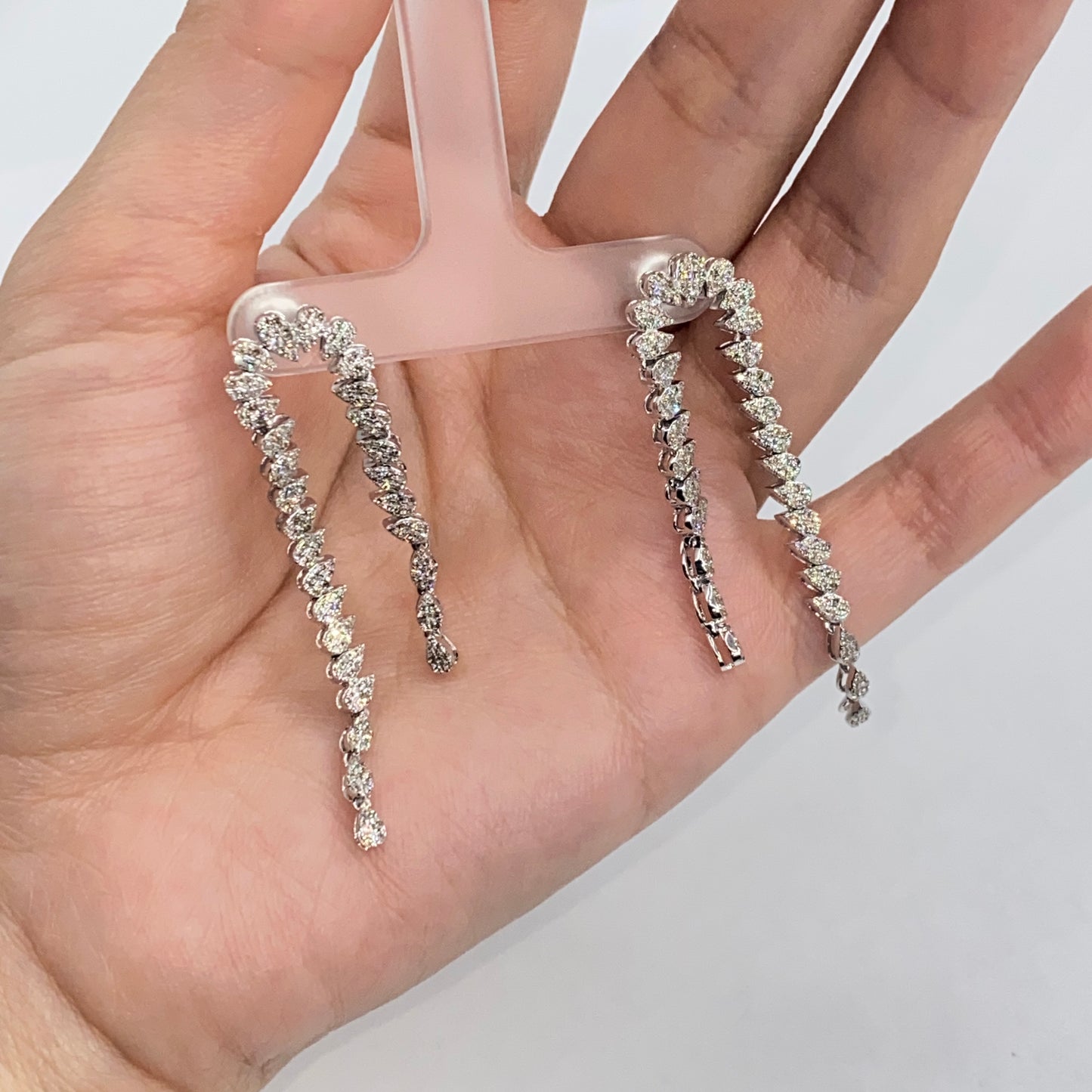 14K Raindrop Cascade Dangling Diamond Earrings