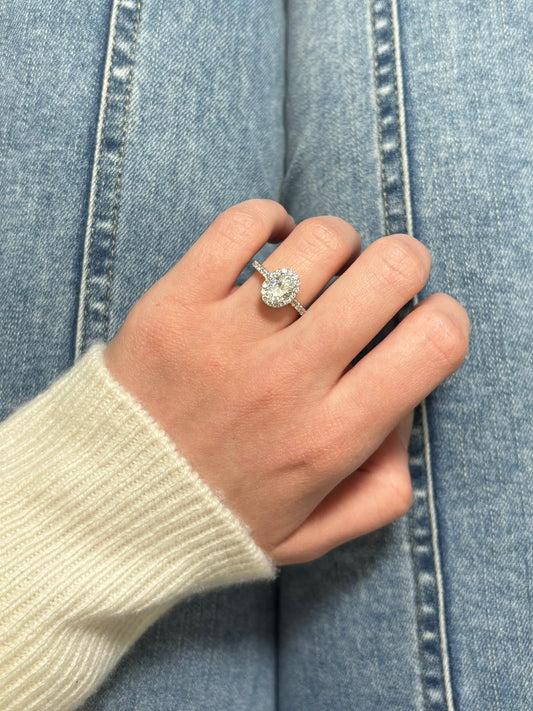 14k Oval with Halo Engagement Ring