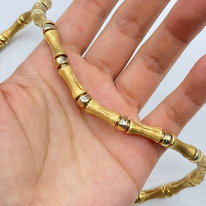 14K Bamboo Bone Chain Link Necklace