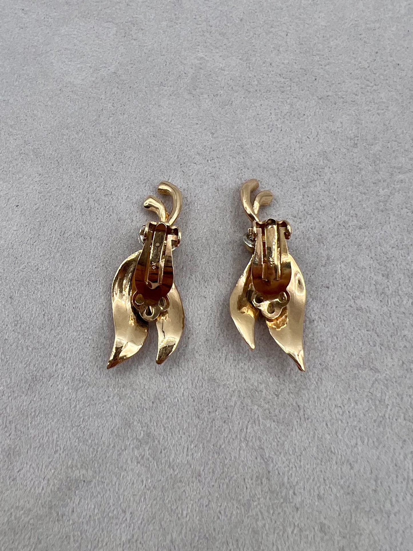 14k Clip-On Leaf Earrings