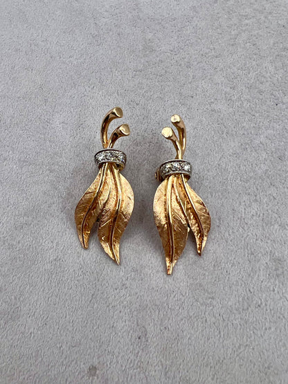 14k Clip-On Leaf Earrings