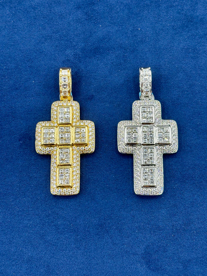 14k Robust Diamond Cross Pendant