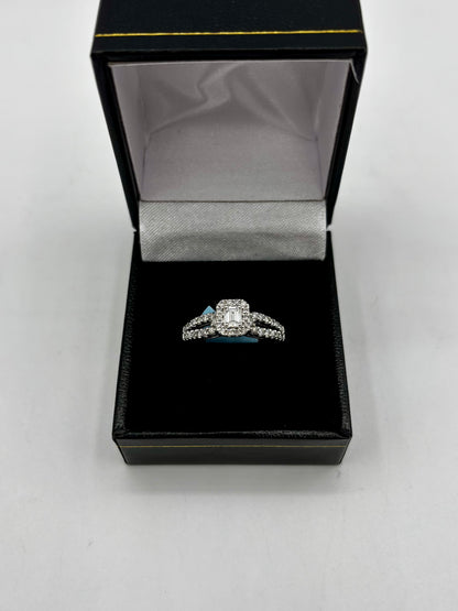 14k Lovely Emerald Cut Lab Diamond Center Engagement Ring