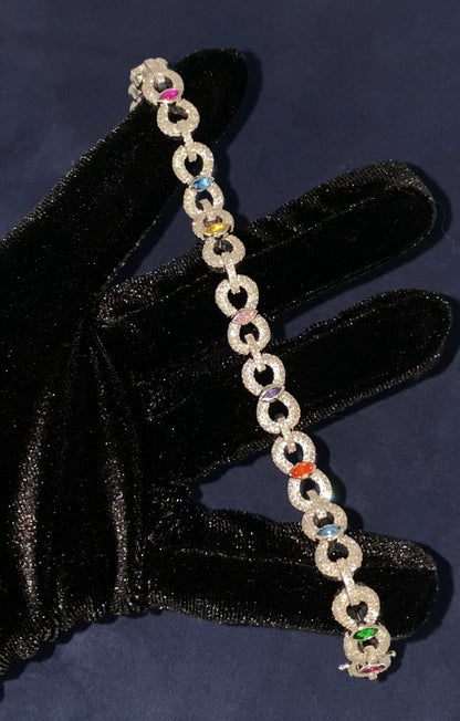 10K Infinity Colored Stones Diamond Bracelet